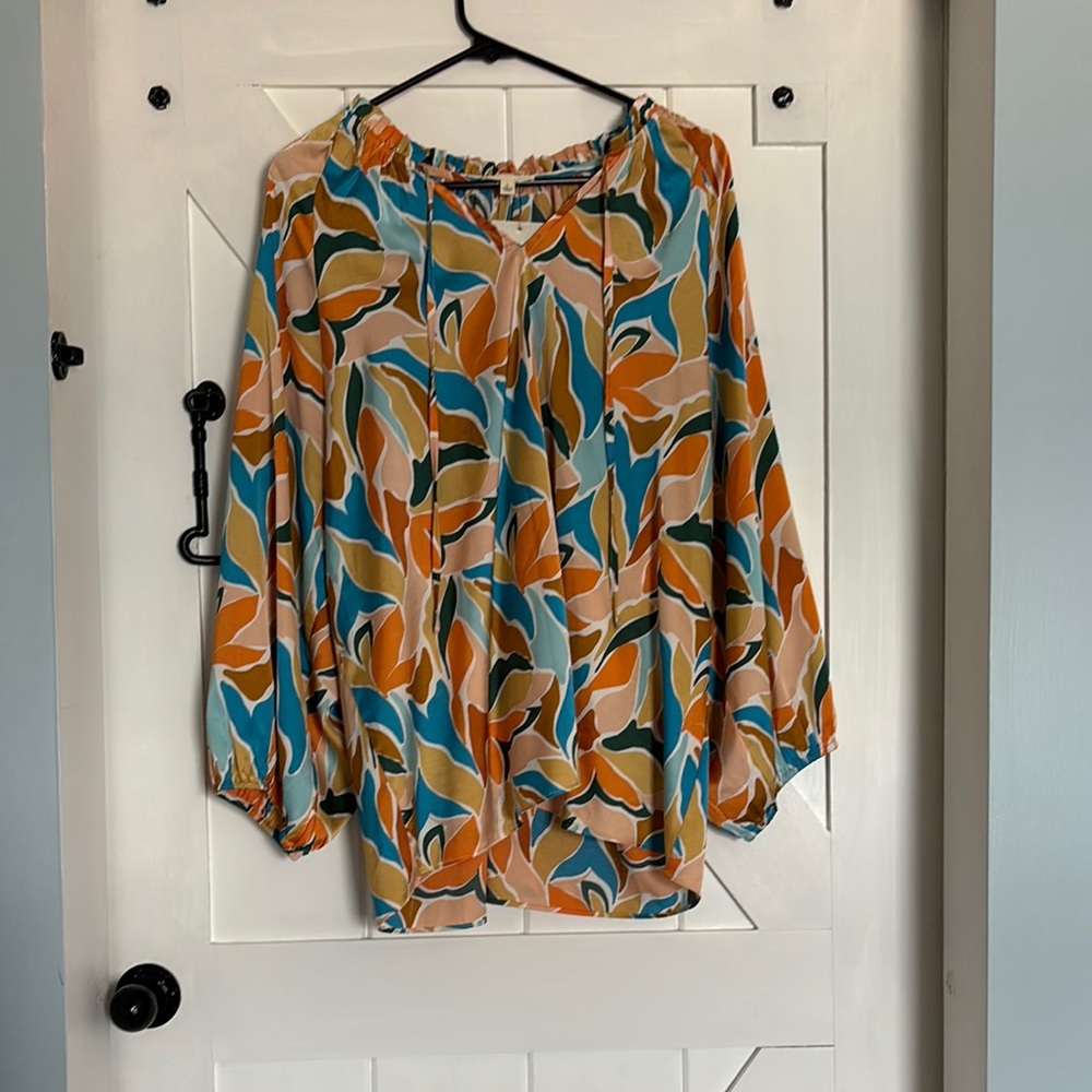 Colorful Leaf Print Women's Top